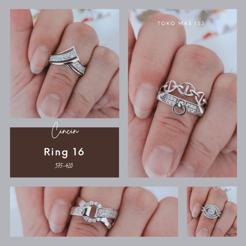 WAJIB TANYA STOK Realpic Cincin Emas Putih Asli Kadar 375 - 420 | Ring 16