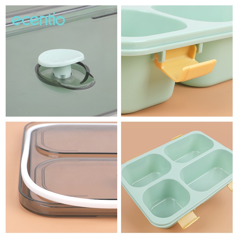 ecentio lunch box 2 susun lunch box set BPA Free/Kotak Makan Portable lunch box 4 Sekat kotak bekal Gratis Sendok
