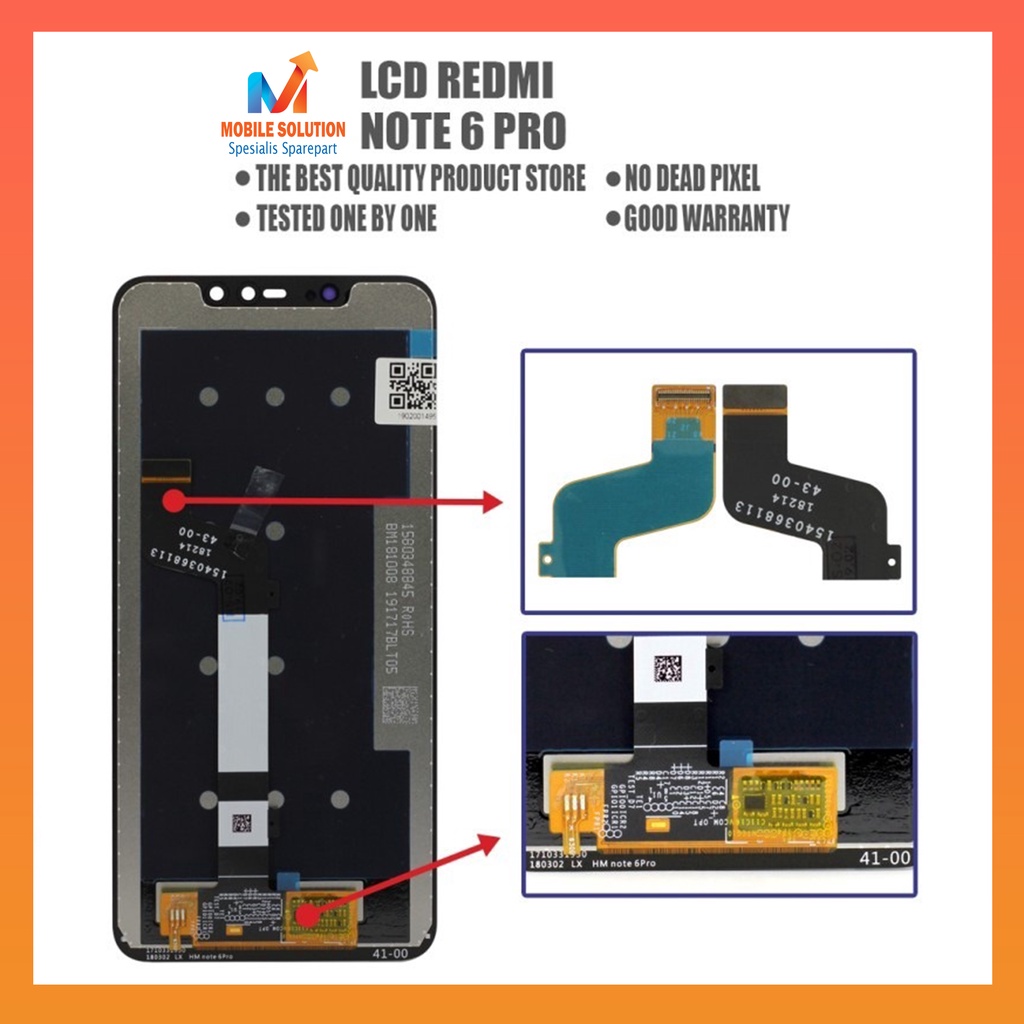 Grosir LCD Xiaomi Redmi Note 6 Pro Fullset Touchscreen ORIGINAL 100% Garansi 1 Bulan + Packing / Bubbel