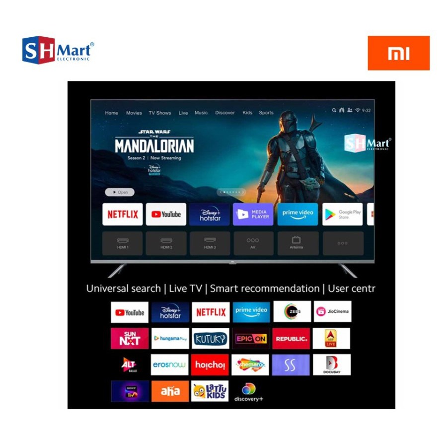 QLED XIAOMI MI TV 4 55 INCH BEZEL-LESS 4K SMART TV ANDROID TV GARANSI RESMI (MEDAN)