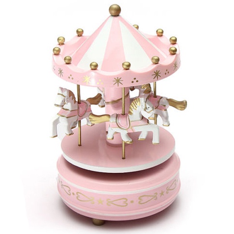 Kotak Musik Music Box Carousel Kado Gift Unik Ulang Tahun Anak - Pink