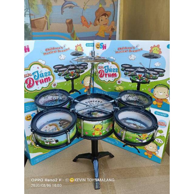 SH 1232 LITTLE JAZZ DRUM SET 6 IN 1 / mainan drum jazz set anak ukuran sedang kevin toys malang