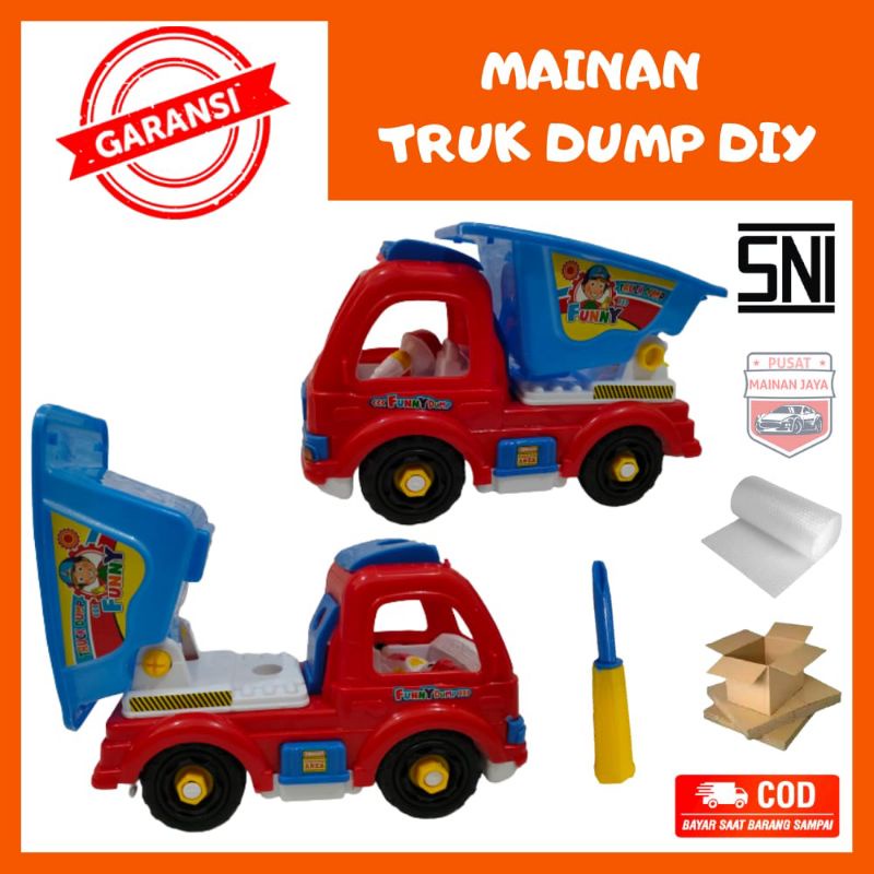 Mainan truk dump truk jomplang DIY truk kontruksi murah plastik ST2148