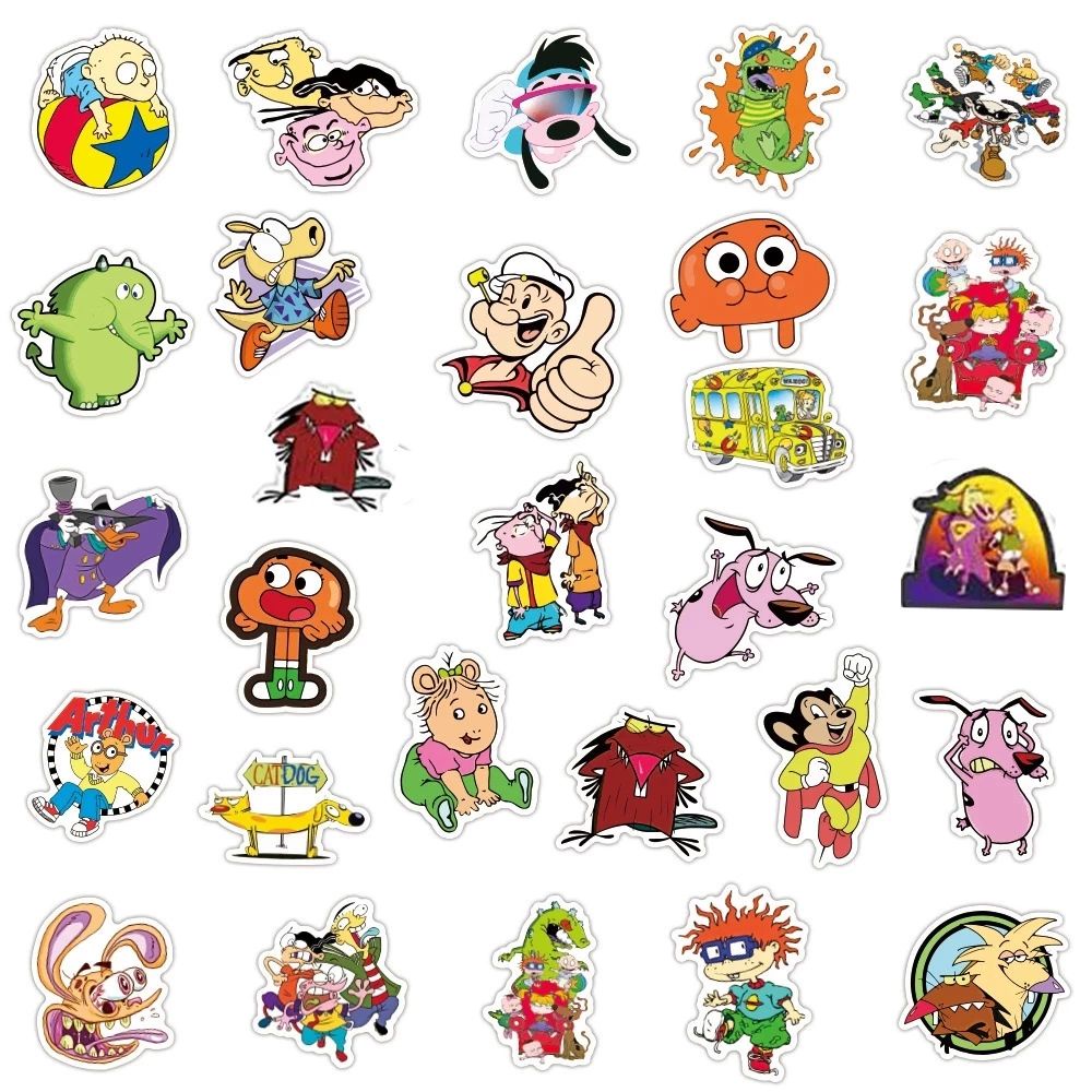 QUINTON Multi Use Mixed Classic Cartoon Sticker DIY Toy Sticker The Powerpuff Girls Cartoon Anime Stickers Notebook Graffiti Stickers Waterproof Sticker Decals Stationery Sticker For Car Guitar Cartoon Decals Popeye the Sailor