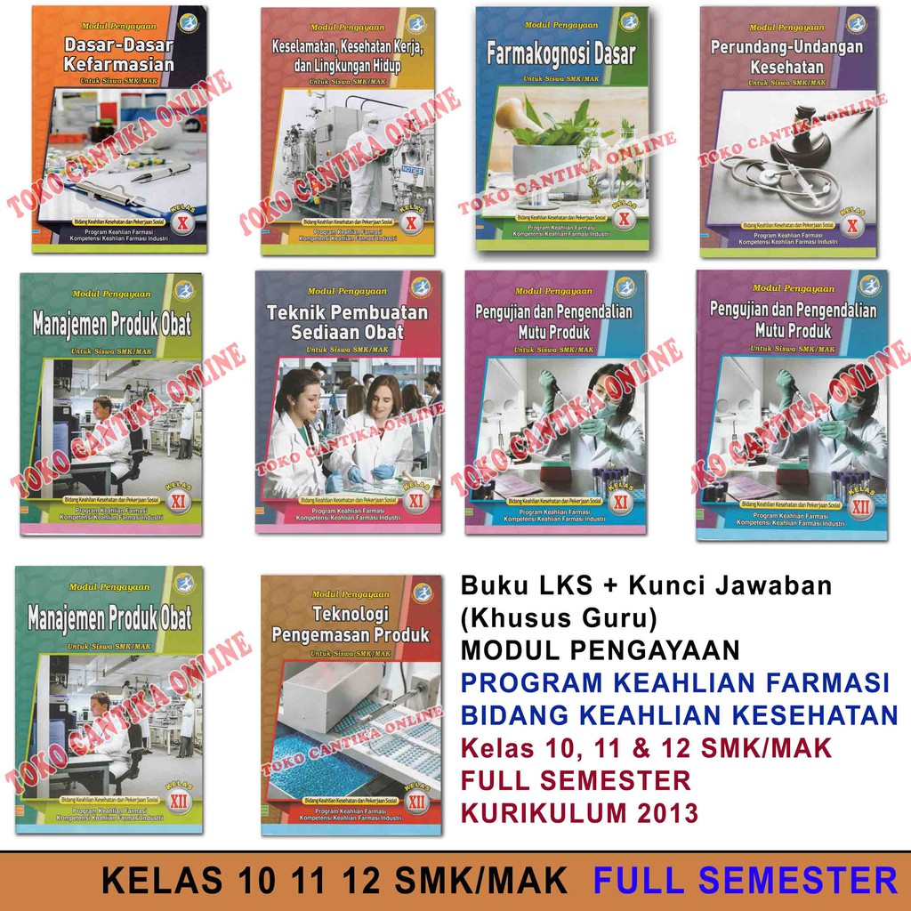 Buku LKS FARMASI + Kunci Jawaban (Khusus Guru) Bidang Keahlian Kesehatan Kelas 10 11 12 SMK K13-0