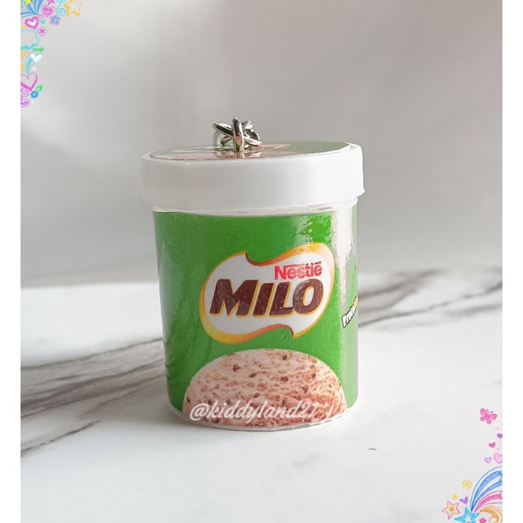 (Minimal 4 biji) Gantungan Kunci Unik Miniatur Ice Cream Cup-Milo