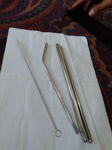 Set 5in1 Sedotan Stainless Straw Reusable Sedotan Ramah Lingkungan Bisa Dicuci Ulang