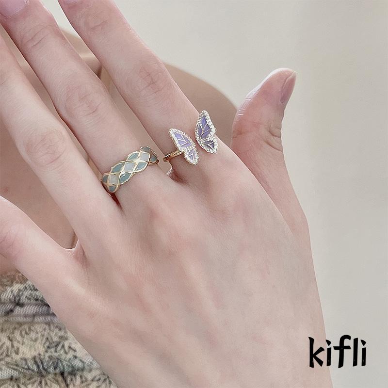 Cincin Desain Kupu-Kupu Aksen Mutiara Untuk Wanita