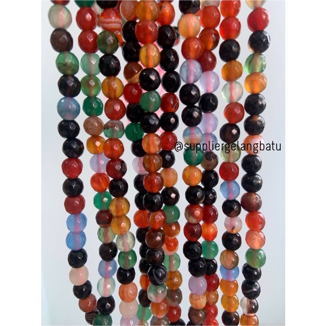 bahan multicolour onyx cutting 6mm natural corak akik alam faceted