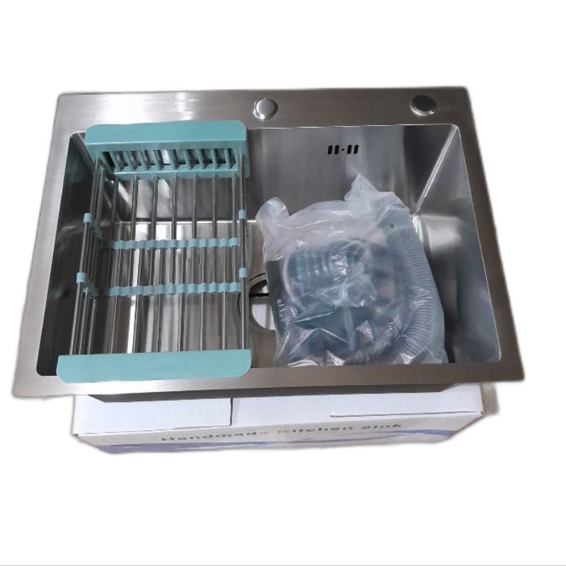 KITCHEN SINK 6045 HANDMADE KRAN TARIK / SINK 6045 STAINLESS SET KRAN TARIK