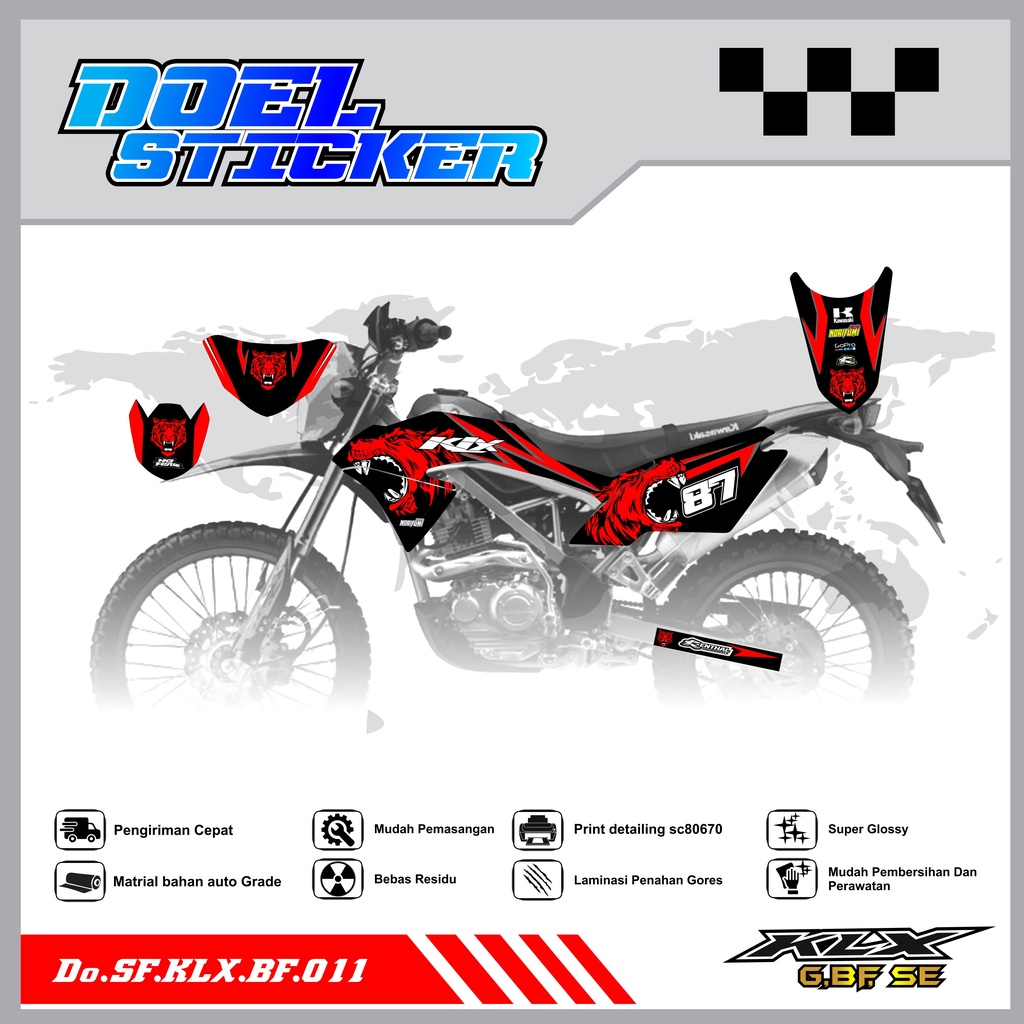 Sticker Striping Honda KLX 150 G , BF , SE Lama List Variasi Hologram , Crome Doel 011