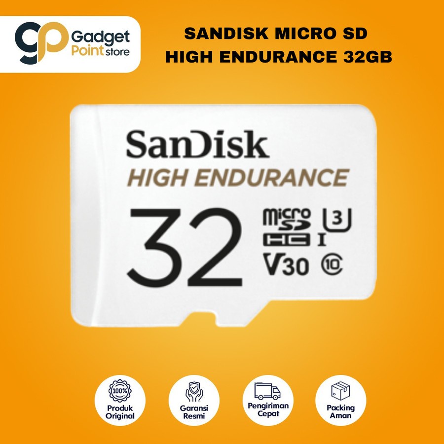 Memory CCTV 32GB | SanDisk MICROSDHC 32GB Micro SD High Endurance Video Monitoring - Garansi Resmi 2 Tahun