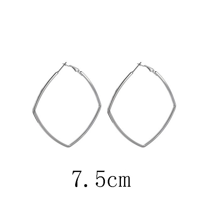 LRC Anting Tusuk Fashion  Square Shape Decorated Earrings E87321