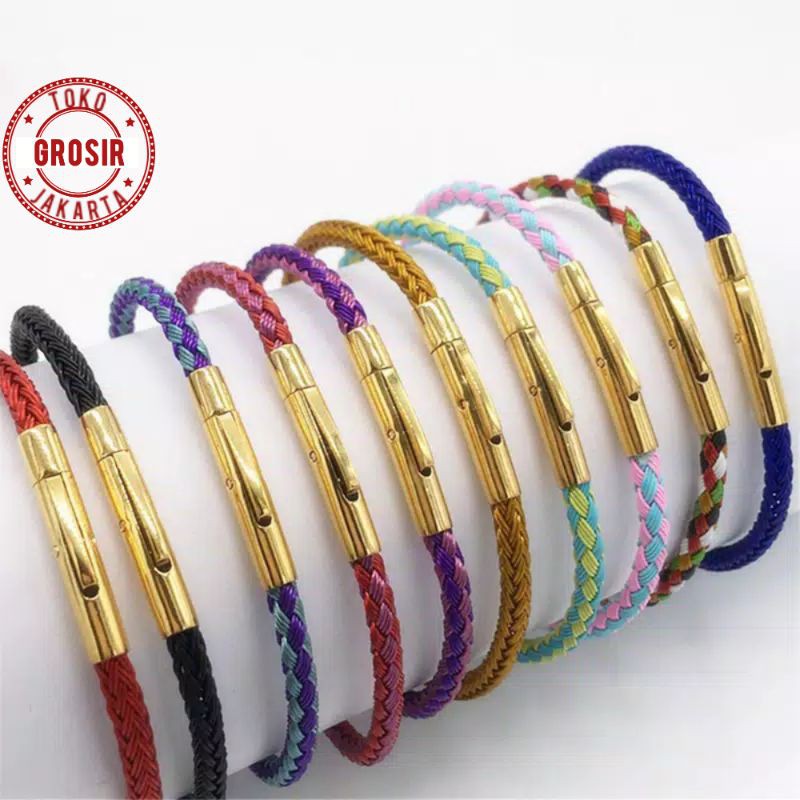 Gelang Tali Kawat Anti Air Waterproof Untuk Liontin Huruf Dan Emas