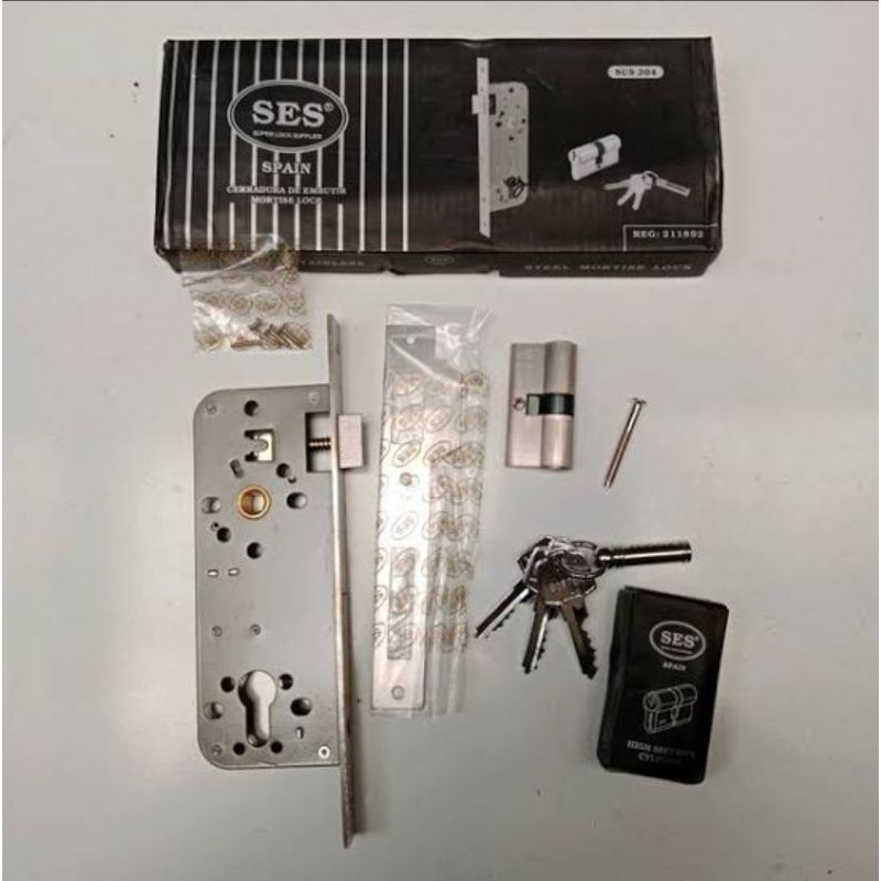 body kunci pintu plus silinder ses silver stainless