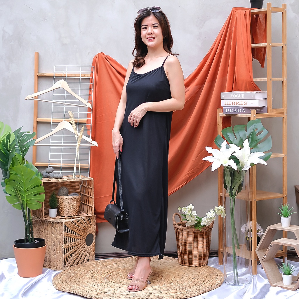 WFS88 Fashion Dress Panjang Wanita Kekinian / Diffia Basic Inner Long Dress / Dres singlet / Baju Da