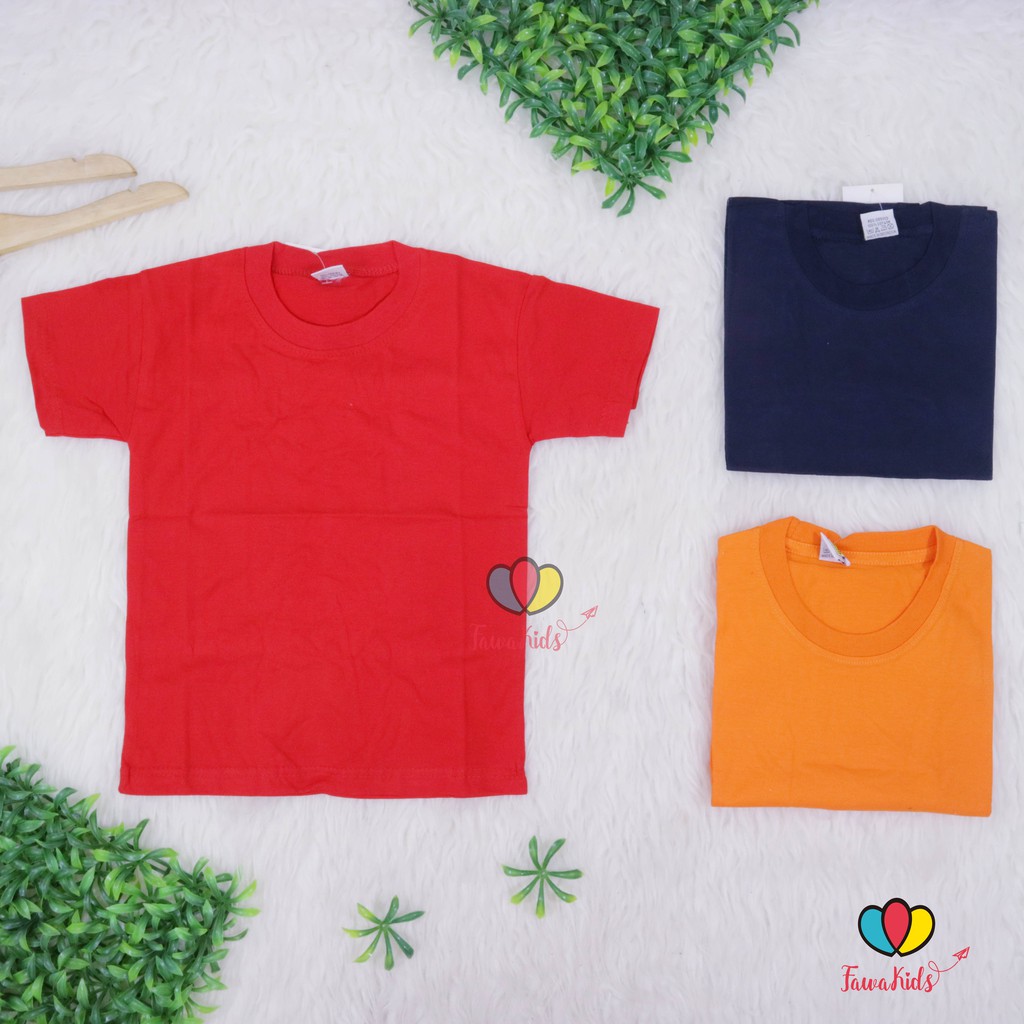 (TERMURAH) KAOS POLOS ANAK 2-10 Tahun / GROSIR MIN 6 PCS Combed Partai Lengan Pendek O Neck