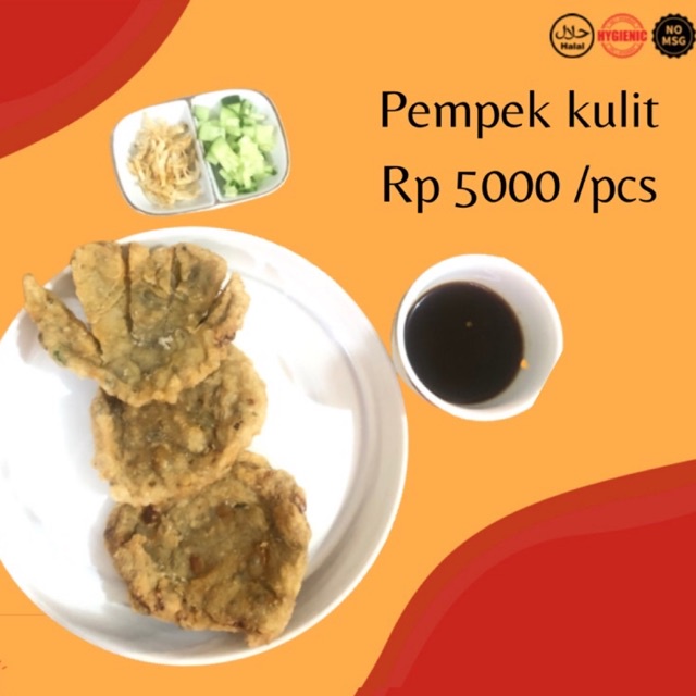 

5pcs pempek kulit crispy terbuat dari tenggiri betina (gepeng) super tersedia frozen dan matang