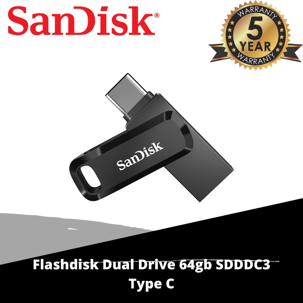 Flashdisk otg 64gb SanDisk Ultra Dual Drive Go USB Type C 64GB (Sdddc3 64Gb)