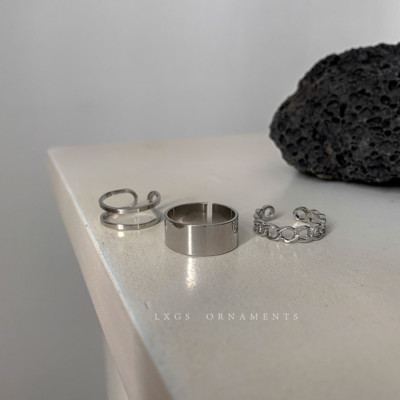 [Ready Stock] 3 Pcs/set Cincin Wanita Pria Korea ins Ring Silver Gaya Punk Hip Hop Unisex Aksesoris Jewelry Fashion Murah Hadiah Ulang Tahun COD