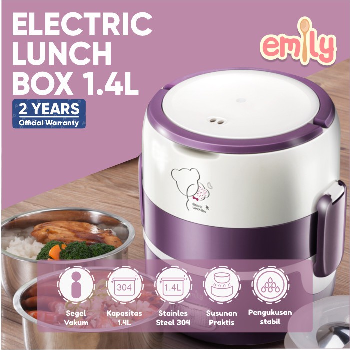 Makassar - Emily Electric Lunch Box 1.4L / Lunch Box Cooker Set / Wadah Bekal