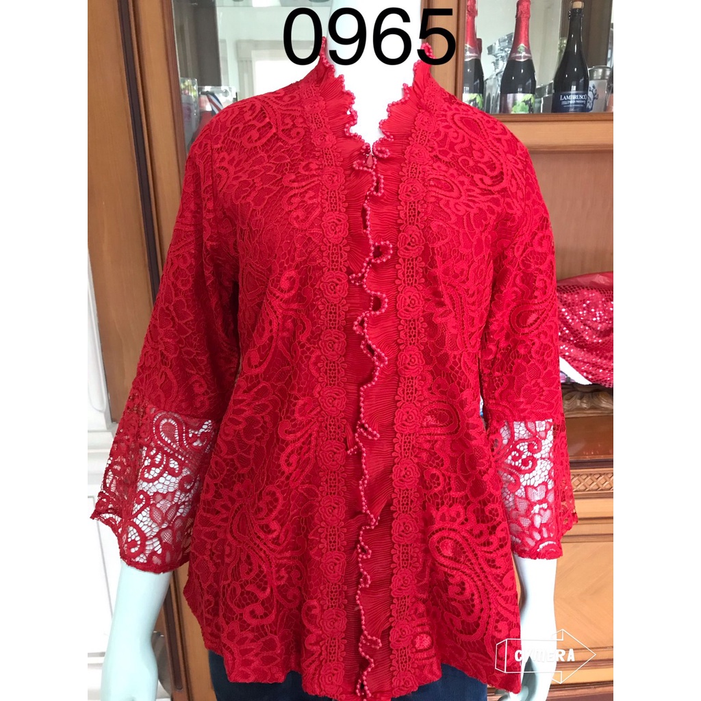 Kebaya alexuez merah kliwir full brukat merah /kebaya encim full brukat premium 0965