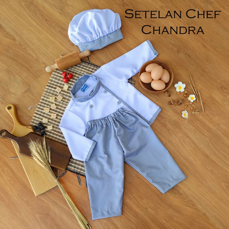 STELAN CHEF CHANDRA / BAJU CHEF ANAK DAN DEWASA / KOSTUM CHEF ANAK /BAJU KOKI ANAK /KOSTUM KOKI