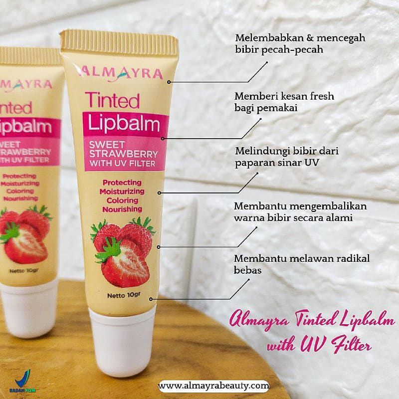 almayra lip balm tinted melembabkan whit uv filter