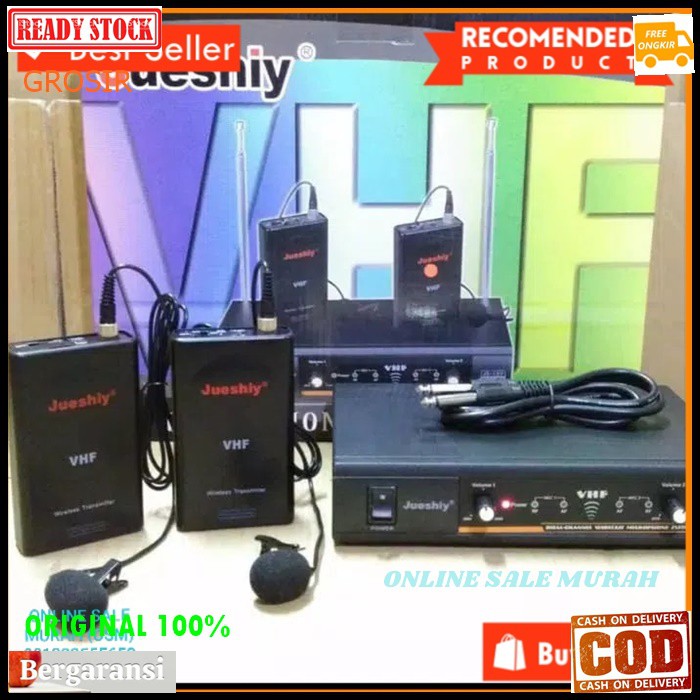 G130  Jueshiy original 100% Mic jepit wireless system mik wireles sistem dual sepasang microphone condesor klip clip tie baju kerah pro karaoke mikrophone audio sound vokal vocal professional pro panggung dj studio Kancing sensitif aux ceramah pidato acar