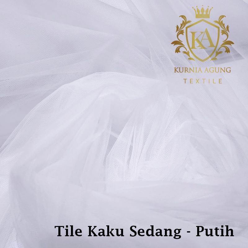 Kain Tile Tulle Kaku Sedang 100cm x 125cm meteran Per Meter Souvenir Dekorasi Wedding Veil Aksesoris-Putih