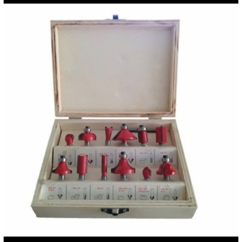 ROUTER BIT SET 12PCS/MATA BOR TRIMER/MATA PROFIL KAYU SET 12PCS