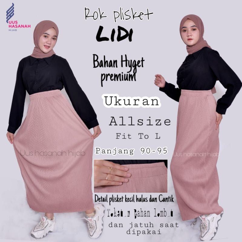 ROK PLISKET LIDI•rok plisket Lipatan Kecil•rok jersey hyget•Rok lidi AURA