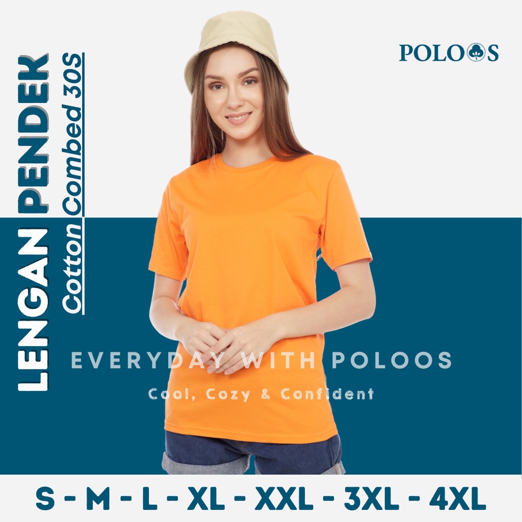 Jual Baju Kaos Polos Basic Wanita Lengan Pendek Reguler Oren Orange