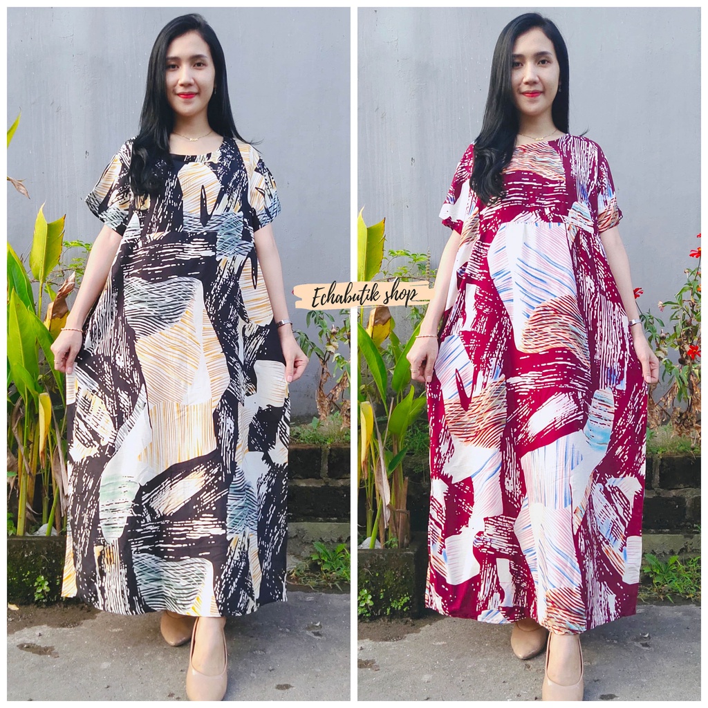 Daster Dress Bali Jumbo Panjang Bigrose || LONGDRES ||