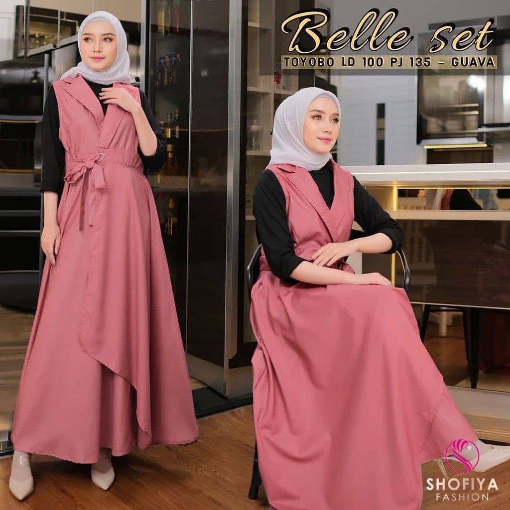 SETELAN WANITA BELLE SET BL BAHAN TOYOBO ( OUTHER ) SPANDEK (INNER) SETELAN WANITA KEKINIAN TERBARU 2023 SET BAJU MUSLIM WANITA ONE SET WANITA ONE SET WANITA KOREAN STYLE