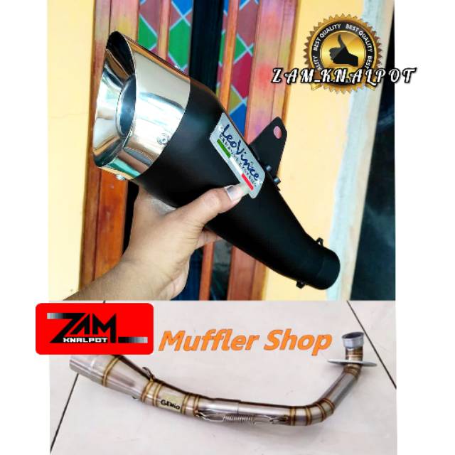 Knalpot Racing Leovince Cobra Black Doff Fullsystem Matic For Genio