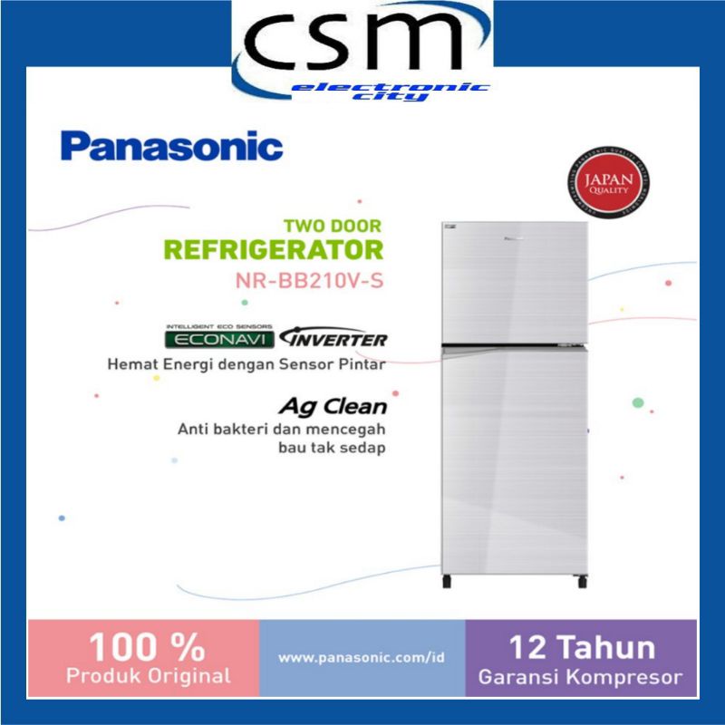 PANASONIC NR-BB210V-S / Kulkas 2 Pintu NRBB210VS 210 L GARANSI RESMI