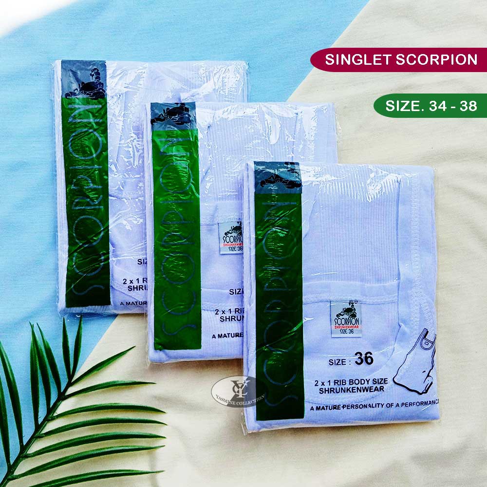 3 Pcs Kaus Dalam Pria Dewasa Scorpion - Singlet Pria Dewasa Putih Polos