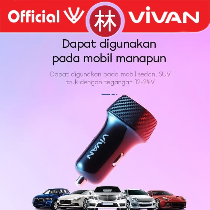 Vivan CC02C Car Charger Dual Port Smart IC Quick Charging 3.4A