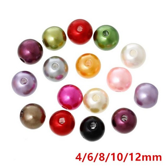 4 / 6 / 8 / 10 / 12mm Manik-Manik Mutiara Imitasi Bulat Bahan ABS Untuk DIY