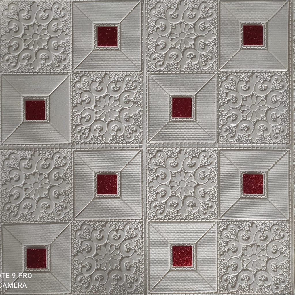 WALLPAPER DINDING 3D wallpaper dinding foam wallfoam high quality Motif Batik 003-Merah