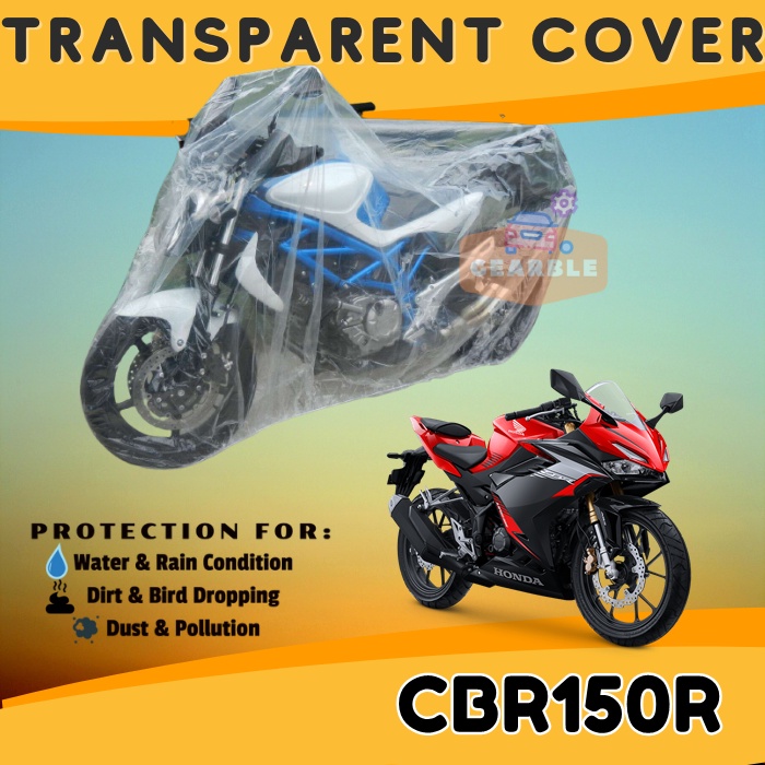 Sarung Cover Motor Plastik Transparan CBR150R Waterproof Jaket Tutup Mantel Motor CBR150R Anti Air