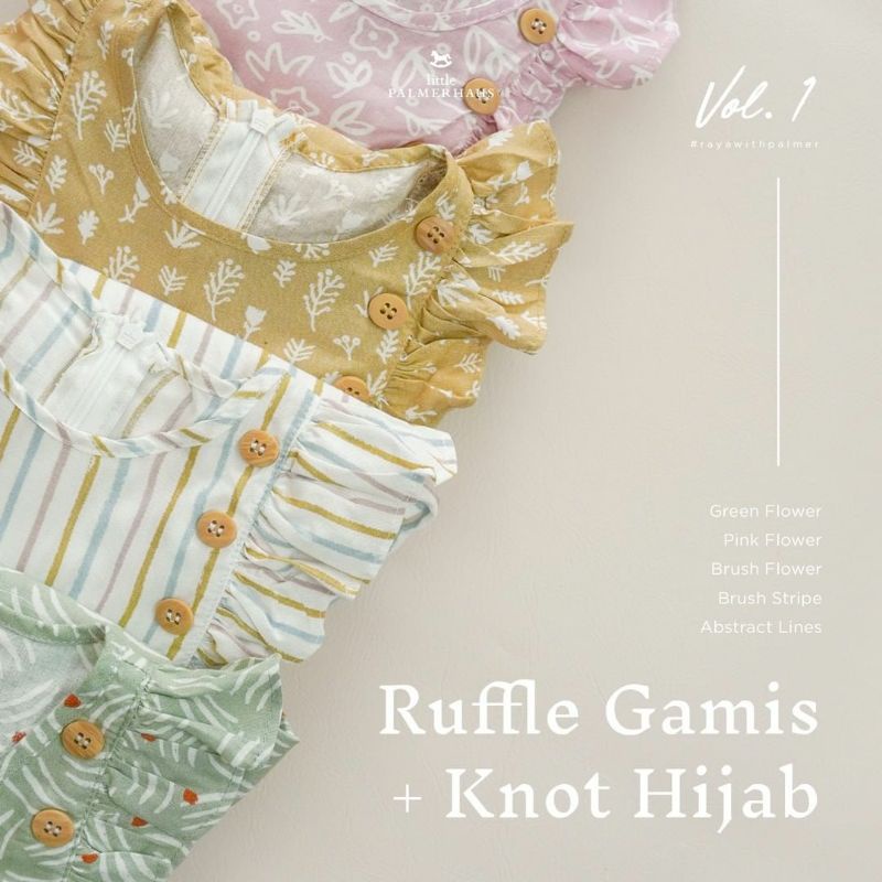 LITTLE PALMERHAUS (1set) Ruffle Gamis + Knot Hijab Anak RAYA COLLECTION Baju Lebaran Idul Fitri