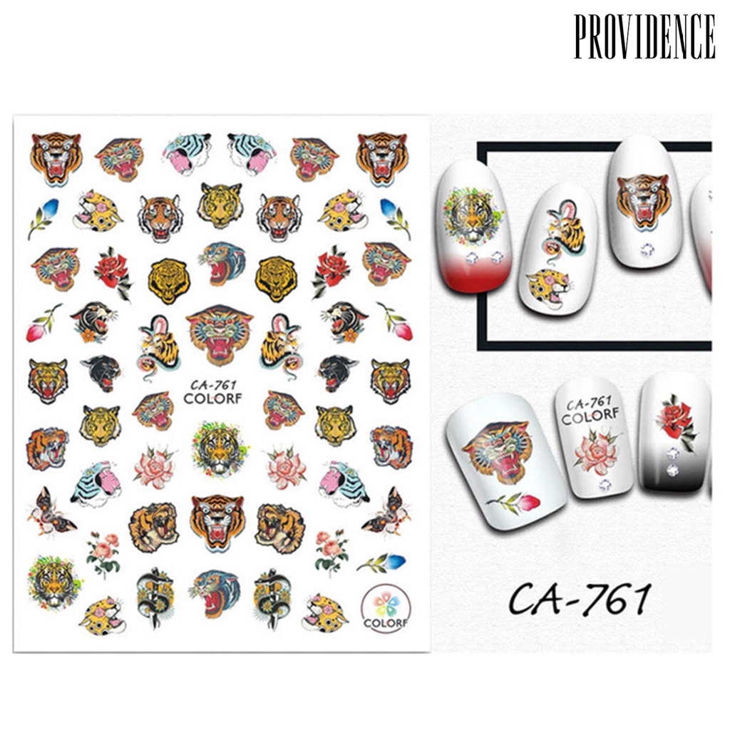 Providence 3pcs / Set Stiker Kuku 3d Ultra Tipis Motif Leopard / Macan Untuk Nail Art / Manicure