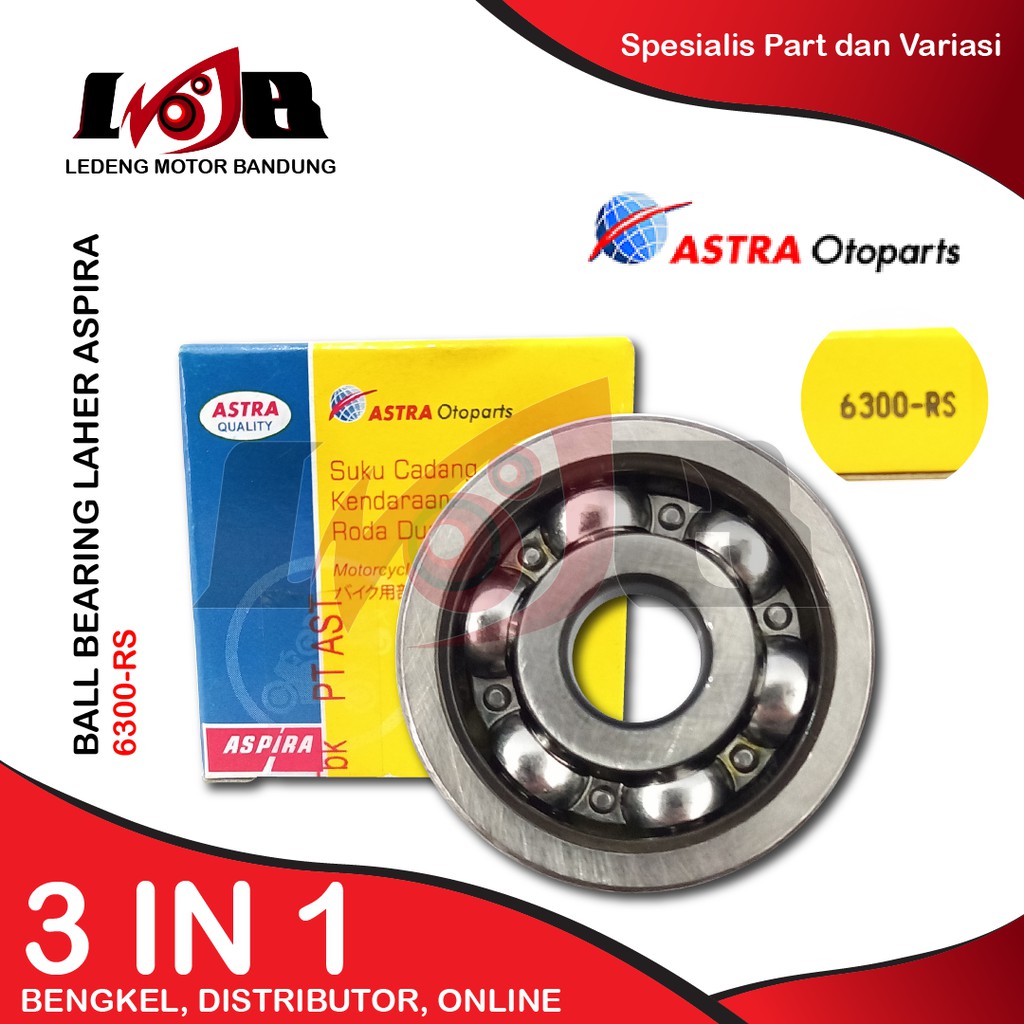 Aspira Laher 6300-RS Ball Bearing Roda Velg Motor Bebek Matic Sport Universal PNP Baja Presisi