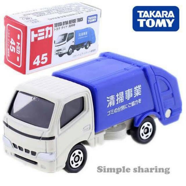 Tomica 45 Toyota Dyna Refuse truck miniatur Diecast alat berat