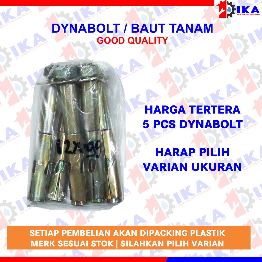 Dinabol (HARGA 1SET ISI 5BUAH PALING MURAH ) / dynabolt / Baut Tembok Ukuran Komplit Harga Per 5 pcs
