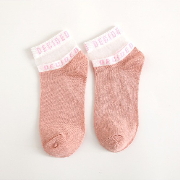 COD - Kaos Kaki Wanita / Kaos Kaos Decided / Kaos Kaos Korea / Kaos Kaki Pendek / Socks K5009-Pink