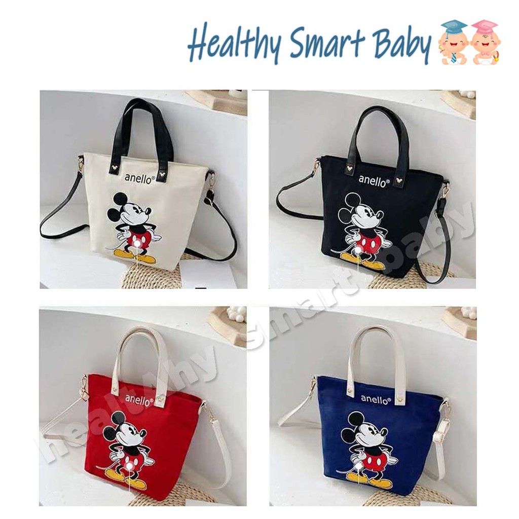 Tas Selempang Tote Bag Anello Kanvas Mickey Mouse