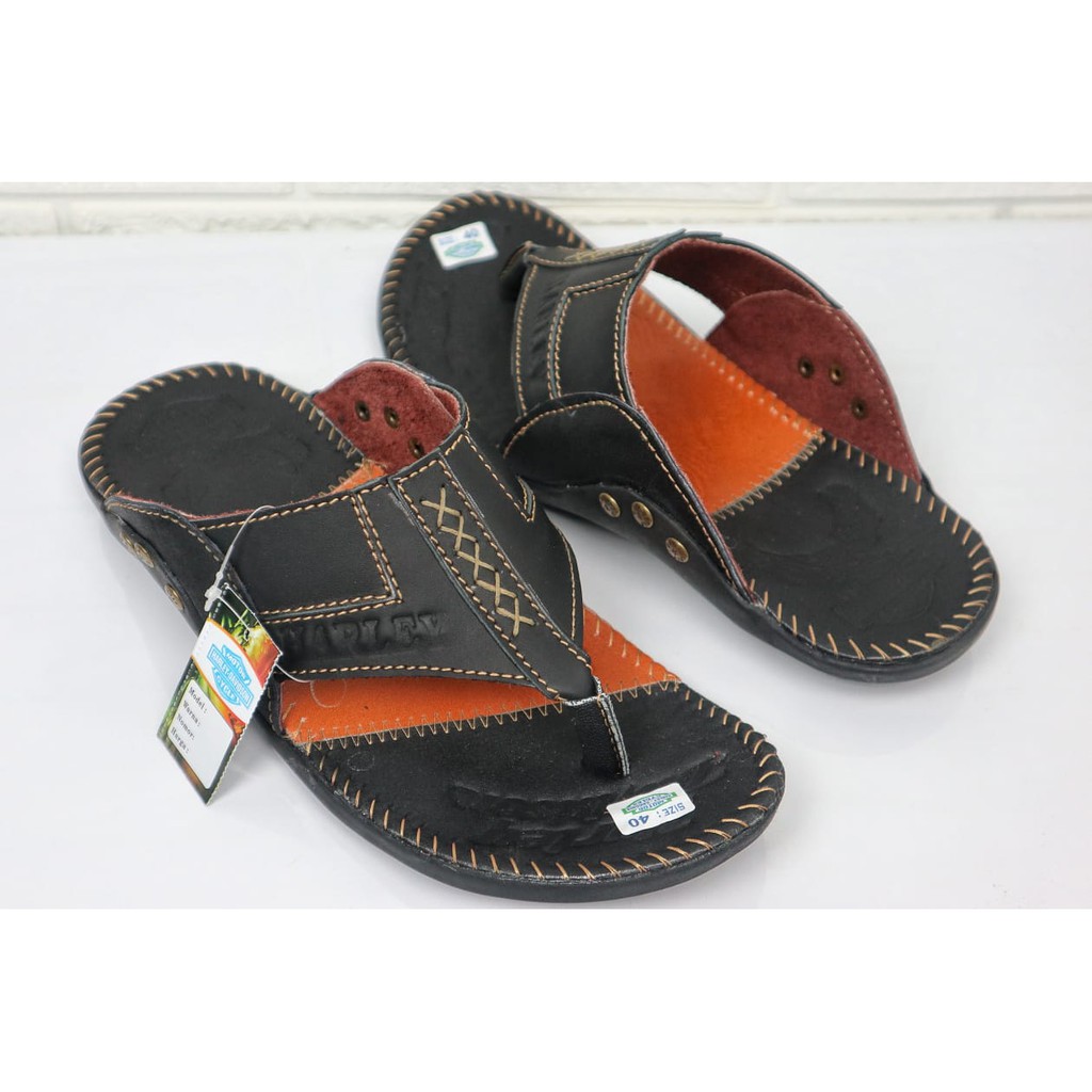 Terbaru Sandal Pria Kulit Sapi Asli Harley Davidson Real Leather Cow Sendal Jepit Rempel Casual Pria